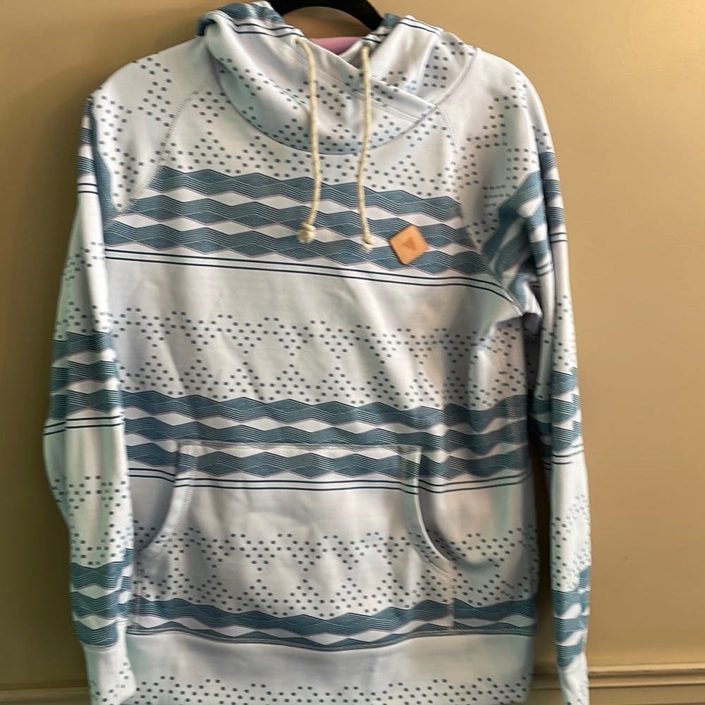 Burton Snowboarding Hoodie with Blue and White Geometric Design